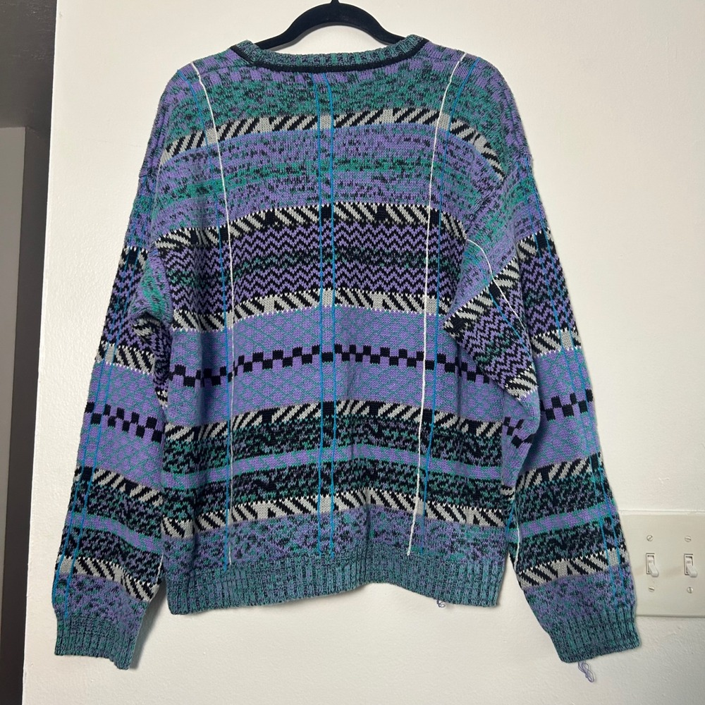Vintage retro 80s 90s funky colorful sweater ~ pullover cozy crewneck - Picture 6 of 8